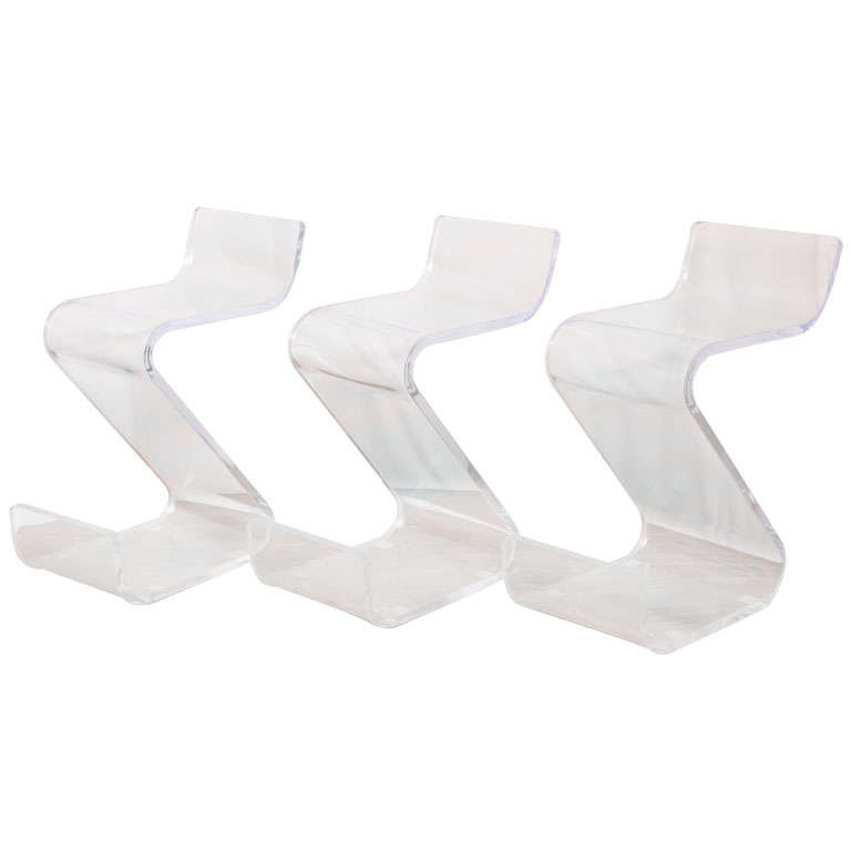 Set of 3 Lucite Barstools by Gary Gutterman