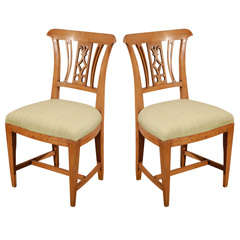 A Pair of French Fruitwood Pierced Back Side Chairs