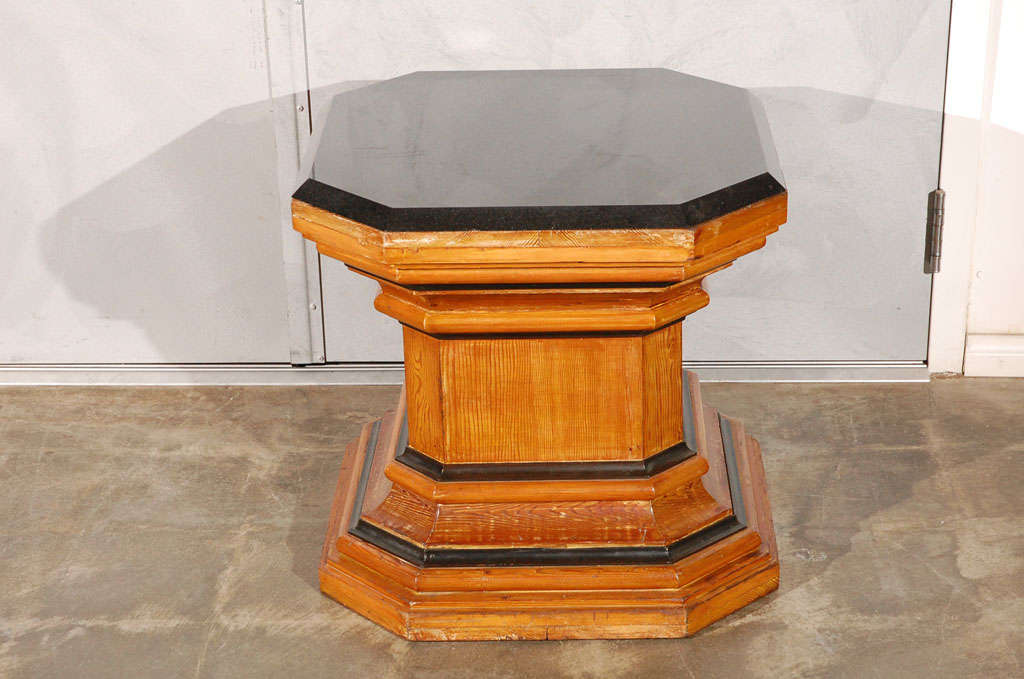 This pair of pedestals are thought to be French, circa the 1930's and have been fashioned with a variety of moldings in pine. Great pieces for an entrance to give added height to statues, urns, or... 