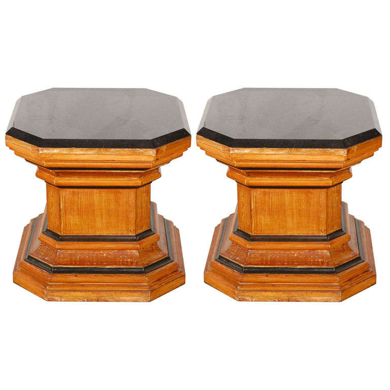 Pr Octagonal Pedestals with Marble Tops For Sale