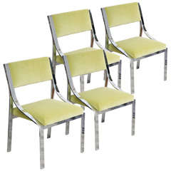 4 polished chrome side chairs