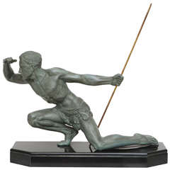 Large-Scale French Art Deco Bronze-Finished Sculpture of the "The Hunter" Large-Scale French Art Deco Bronze-Finished Sculpture of the "The Hunter"