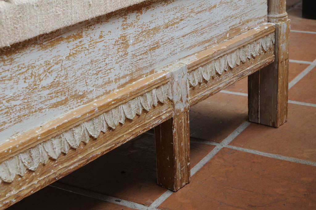 Early Gustavian Bench with beautiful carved decoration all around. For Sale 1