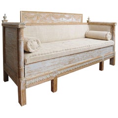 Early Gustavian Bench with beautiful carved decoration all around.