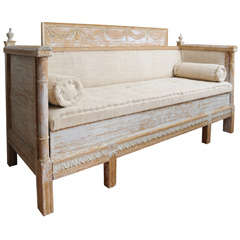 Early Gustavian Bench with beautiful carved decoration all around. 1