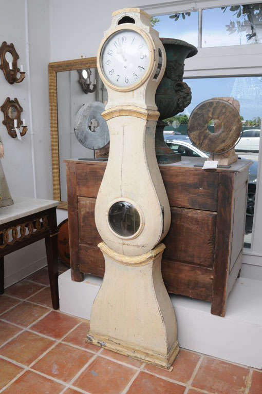 Greyish Whitish Cream Painted Gustavian Mora Clock