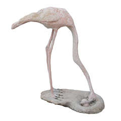 Vintage 1940's Cement Flamingo