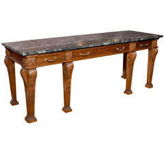 Large 19th Century Irish Mahogany Console Table w/ Marble Top