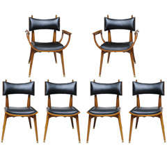 Fine Set of Twelve Italian Modern Dining Chairs, 1950s