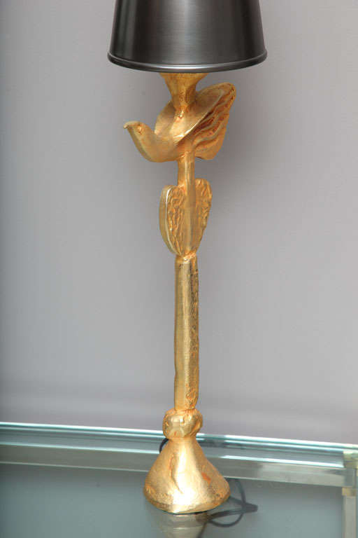 Gilt Bronze Dove Lamp by Pierre Casanove for Fondica 2