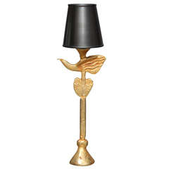 Gilt Bronze Dove Lamp by Pierre Casanove for Fondica
