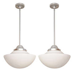 Huge Industrial White Pendants Mid-Century Restored Stunning 2