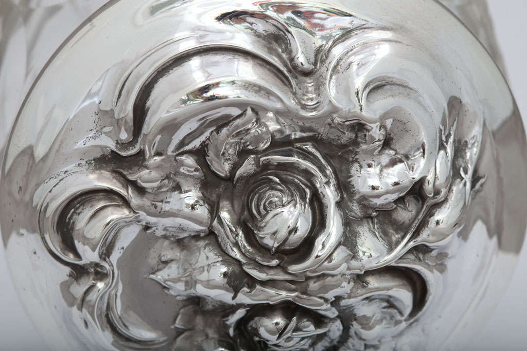 Art Nouveau Sterling Silver and Intaglio Cut Crystal Powder Jar 5