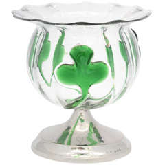 Sterling Silver-Mounted, Hand-Blown Glass Vase