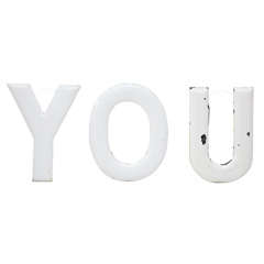 YOU White Enamel Vintage Letters