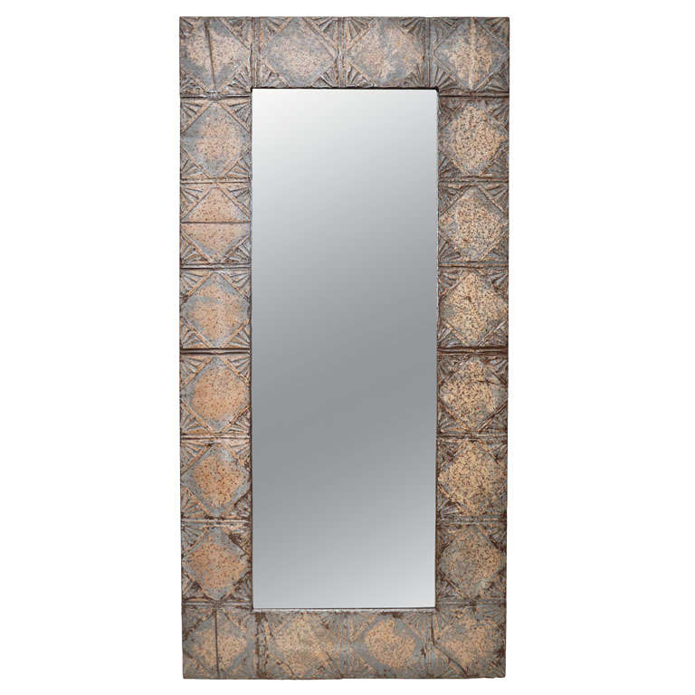 Tall Mirror Made From Vintage Ceiling Tiles At 1stdibs Tall Mirror Made From Vintage Ceiling Tiles For