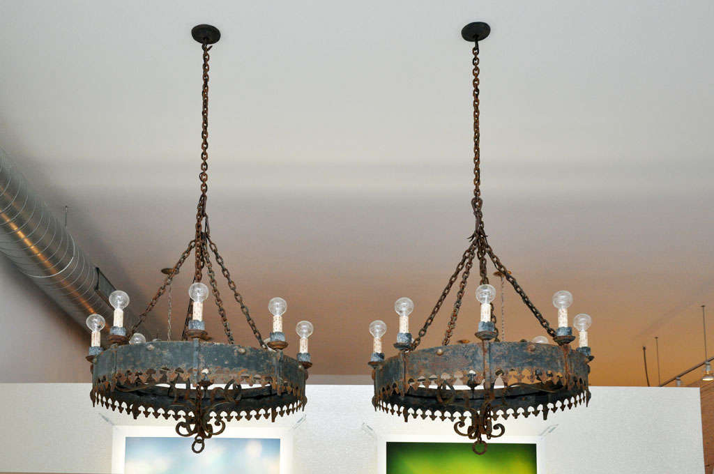 Large Antique Spanish Iron Chandelier