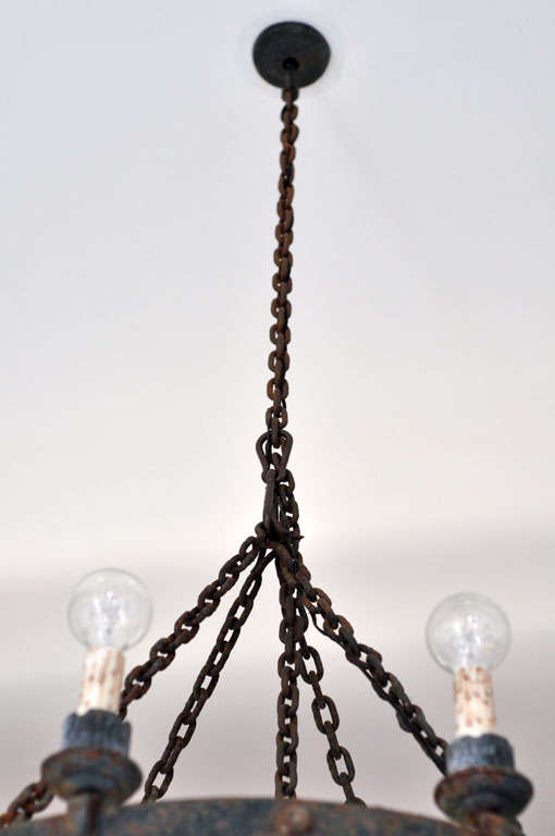 20th Century Large Antique Spanish Iron Chandelier For Sale