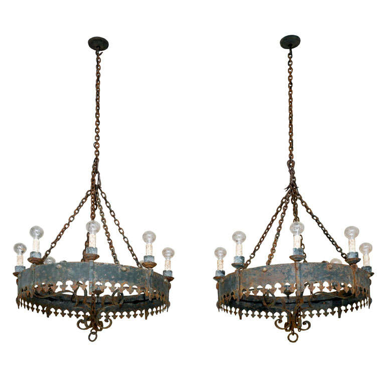 Large Antique Spanish Iron Chandelier For At 1stdibs Large Antique Spanish Iron Chandelier 1