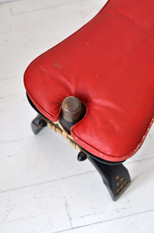 vintage camel saddle stool