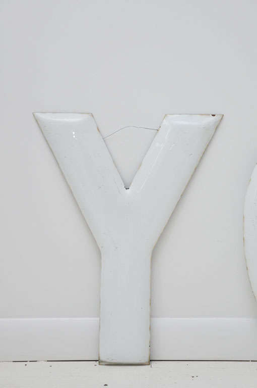 YOU White Enamel Vintage Letters at 1stdibs