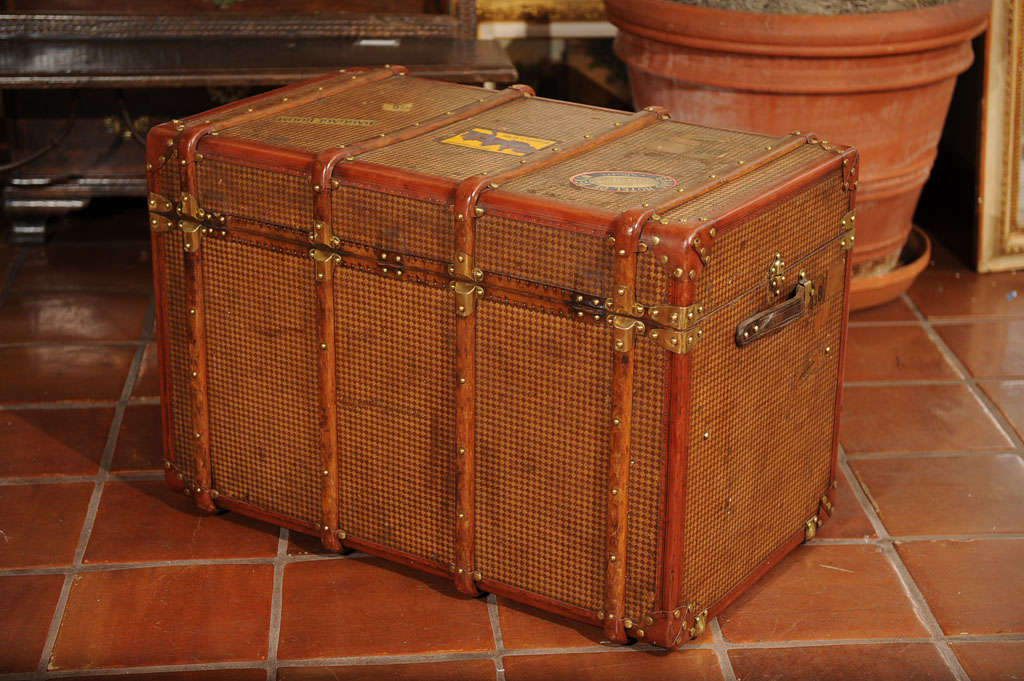 Bentwood and Painted Canvas Steamer Trunk 4