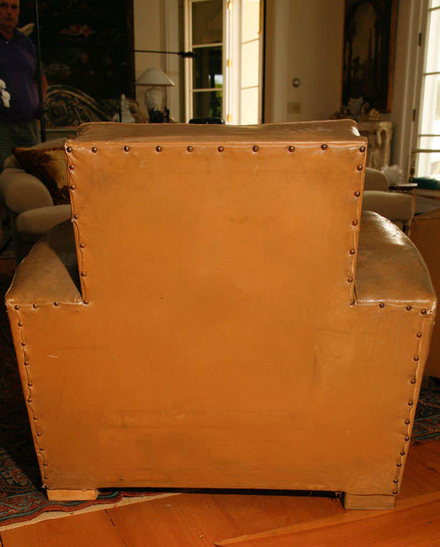 French 1940's Leather Club Chairs For Sale 1