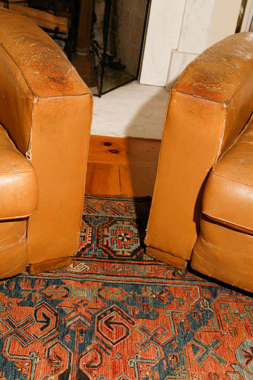 French 1940's Leather Club Chairs For Sale 6