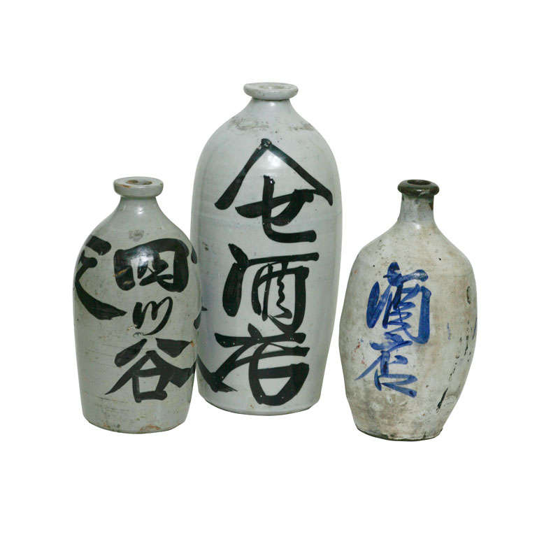 3 Japanese Sake bottles For Sale