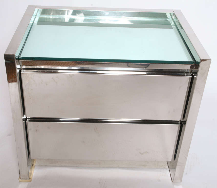 Pair of Steel Karl Springer Nightstands