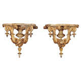 Antique Pair Of French Carved Wood Brackets