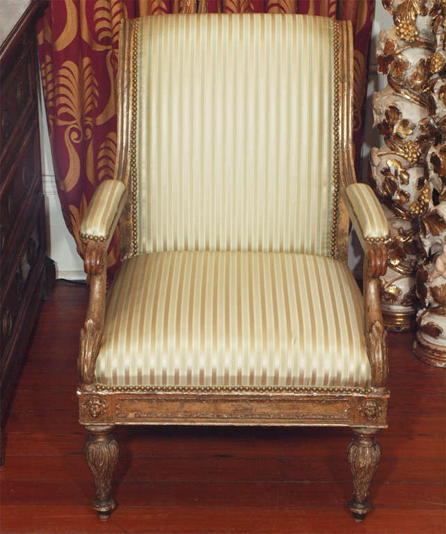 Early 19th century French Classical armchairs in gilt finish