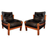 Pierre Chapo Pair of Leather Lounge Chairs