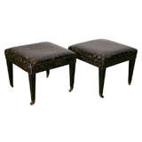 Pair of  Faux Tortoise Stools