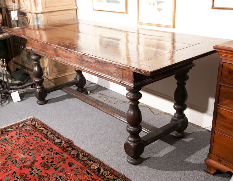 English Inlaid Top Library Table with Two Drawers