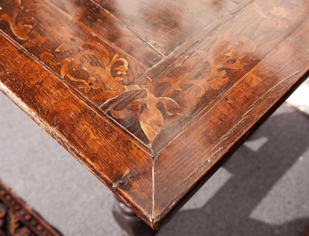 Inlay Inlaid Top Library Table with Two Drawers