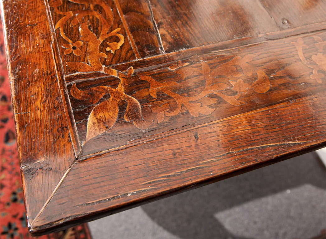 Inlaid Top Library Table with Two Drawers In Good Condition In Stamford, CT