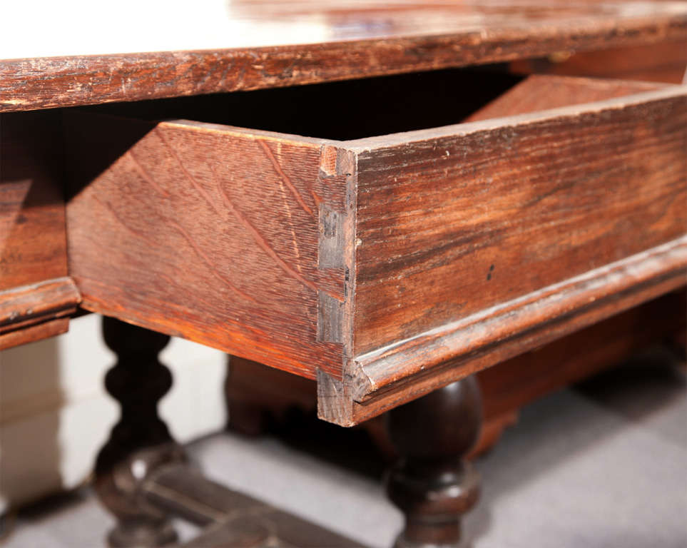 Inlaid Top Library Table with Two Drawers 1