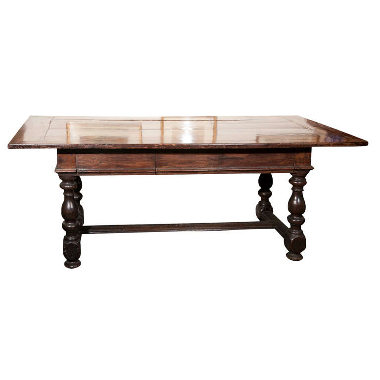 Inlaid Top Library Table with Two Drawers