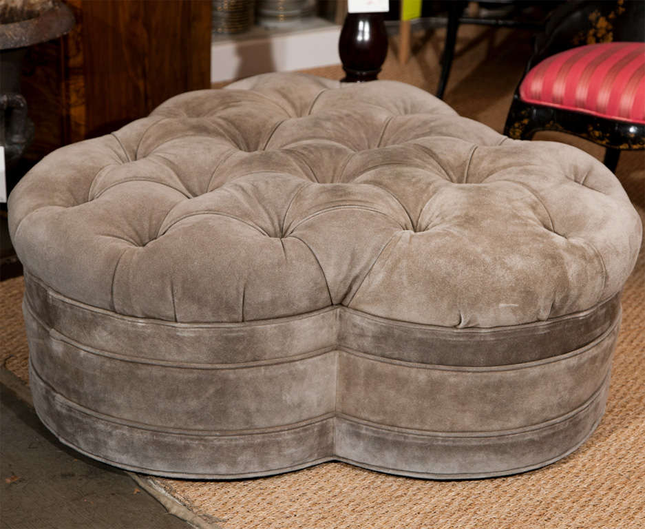 Clover Ottoman in suede