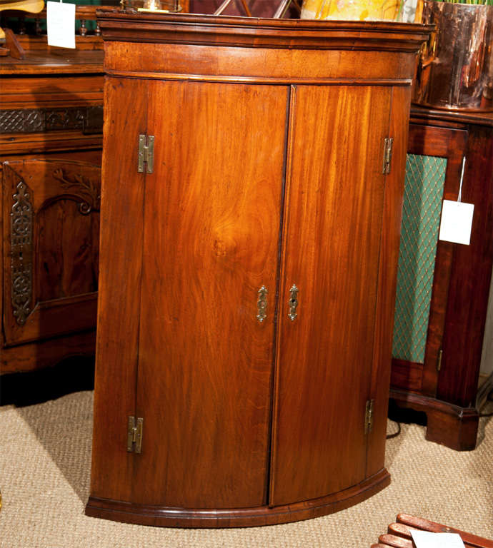 Georgian Mahogany Bow Fronted Corner Cupboard