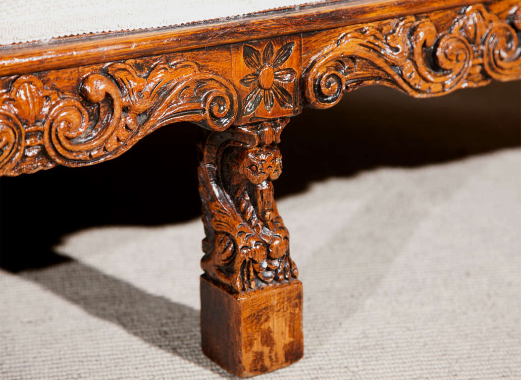 Carved Wood Frame Sofa at 1stDibs