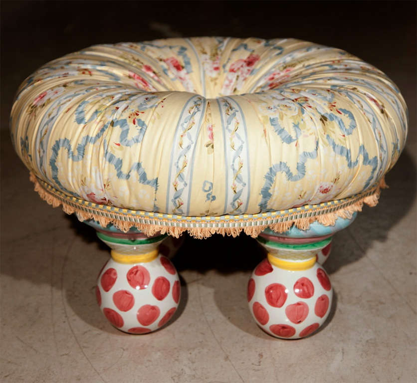 McKenzie Childs Ottoman at 1stDibs
