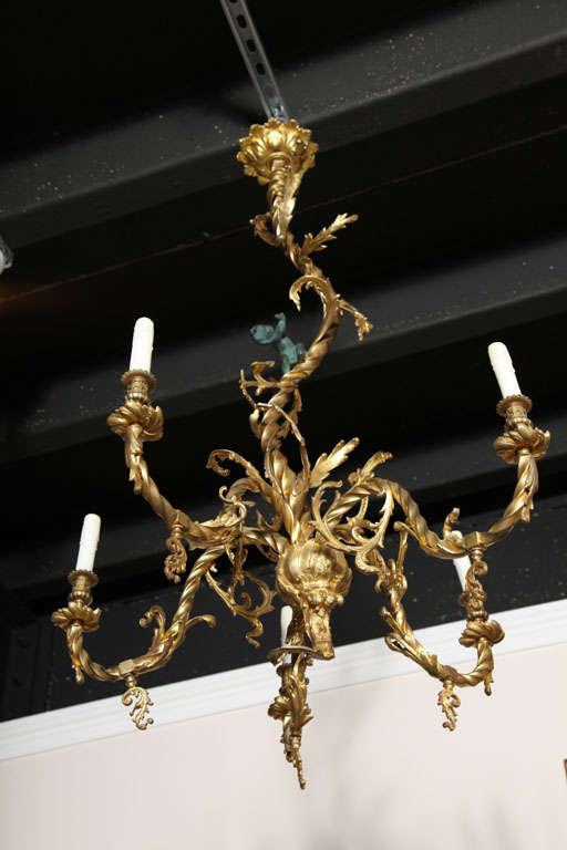 Gilt French Dore Bronze Putti Chandelier