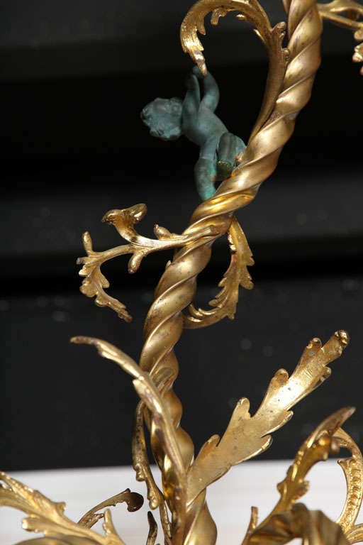 French Dore Bronze Putti Chandelier 2