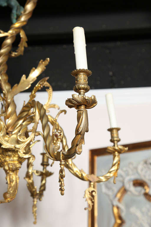 French Dore Bronze Putti Chandelier 3