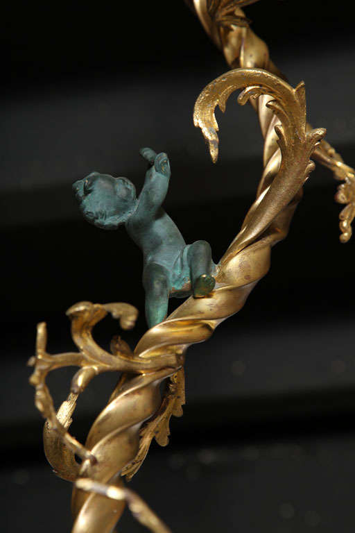 French Dore Bronze Putti Chandelier 4
