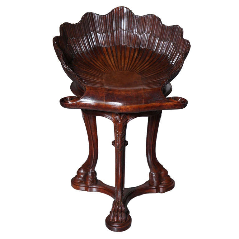 Carved Shell Shaped Piano Stool