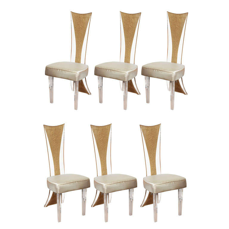 Set of 6 Lucite Chairs For Sale