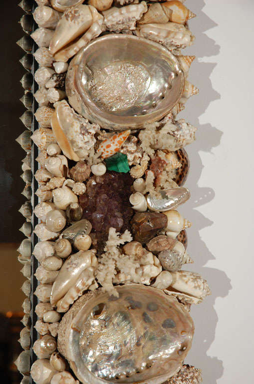 English Shell and Gem Encrusted Mirror by Anthony Redmile